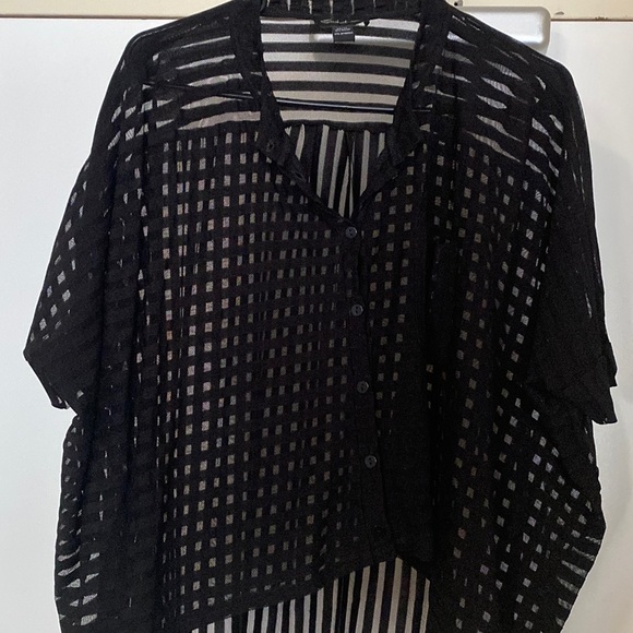 Seductions Transparent Black Baggy Blouse Size XS - Picture 5 of 5